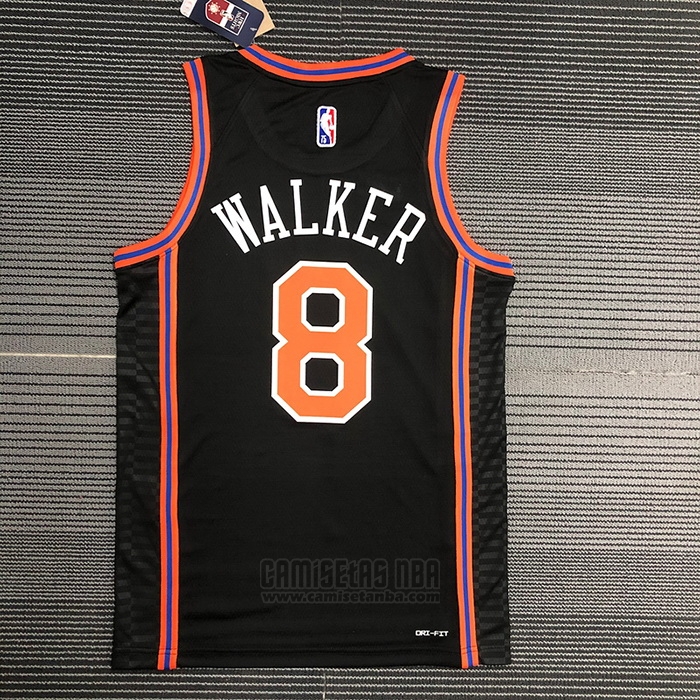 Camiseta New York Knicks Kemba Walker #8 Ciudad 2021-22 Negro
